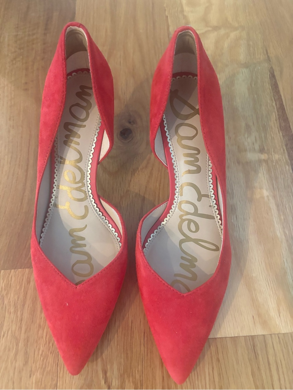 Sam Edelman Red Suede Pointed D'Orsay Pumps